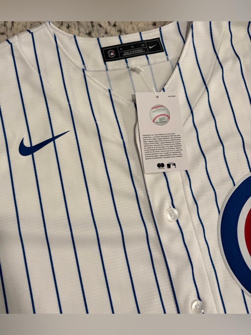 Nike Authentic Chicago Cubs MLB Baseball Pinstripe with Patch Jersey Men’s Sz XL - Picture 3 of 7
